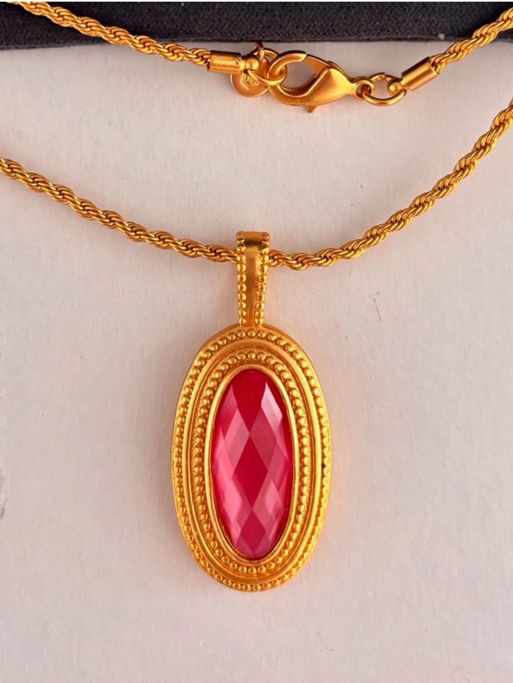 NWOT Julie Vos Gemstone Statement Gold Oval Pendant Necklace